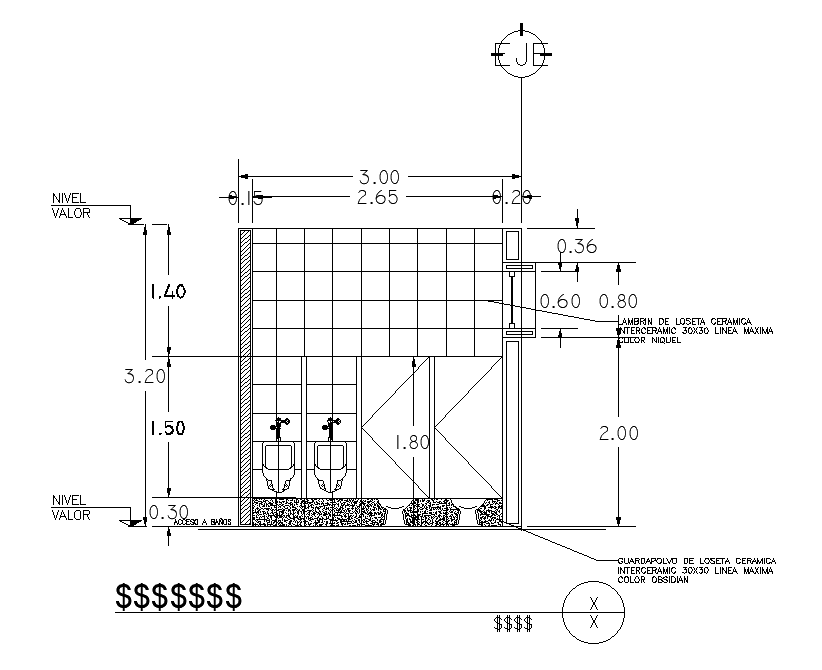 Toilet section detail provided in this AutoCAD drawing file. Download this 2d AutoCAD drawing file.