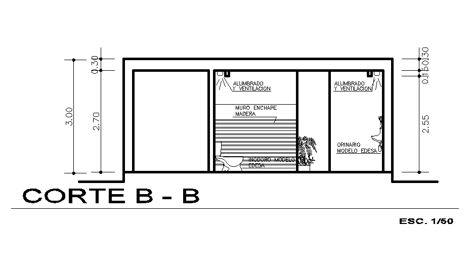 Toilet section detail separated in this AutoCAD drawing file. Download this 2d AutoCAD drawing file.