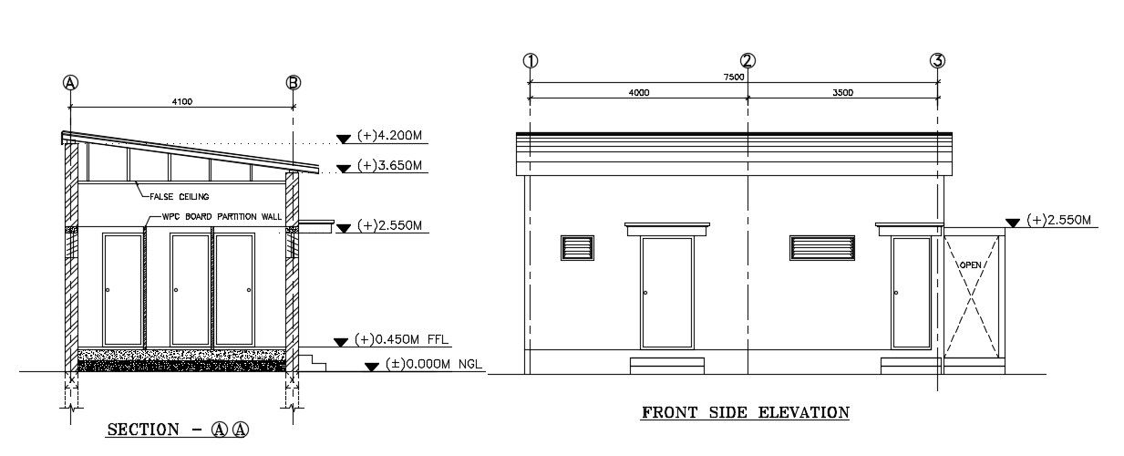 Toilet section drawing . Download cad drawing file | CADBULL