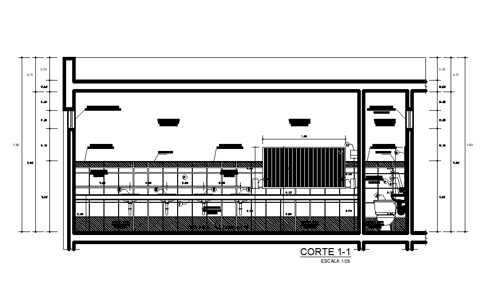 Toilet side section detail drawing defined in this AutoCAD file. Download this 2d AutoCAD drawing file.