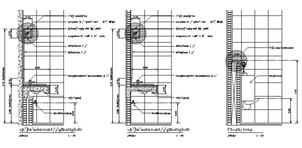 Toilet washbasin cut section and elevation details are given in this AutoCAD Drawing.Download the AutoCAD 2D DWG file.