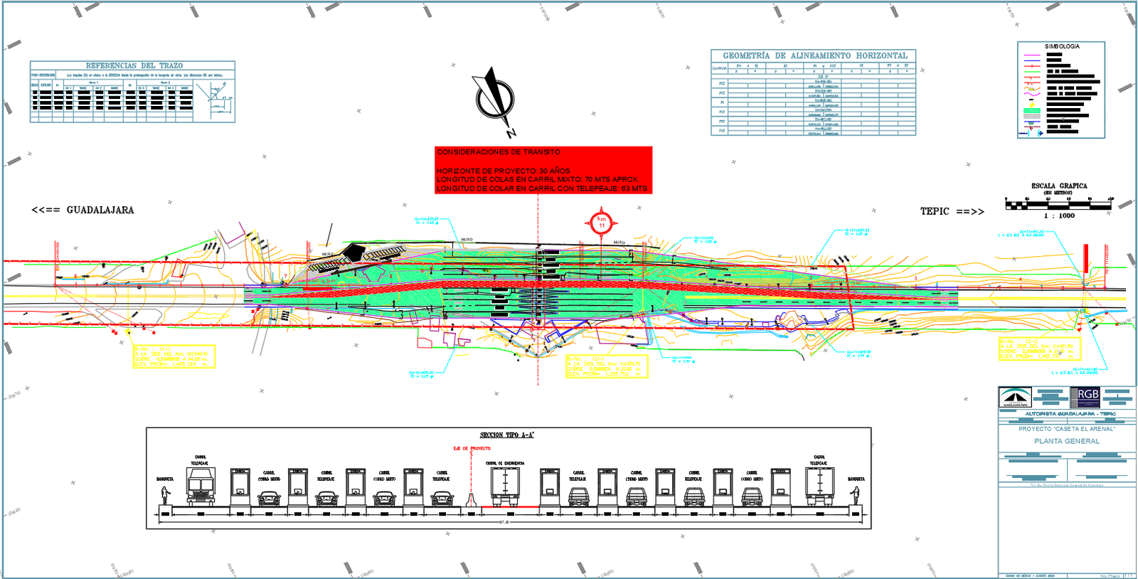 Toll Plaza Floor Plan with Sections and Elevations in AutoCAD DWG File