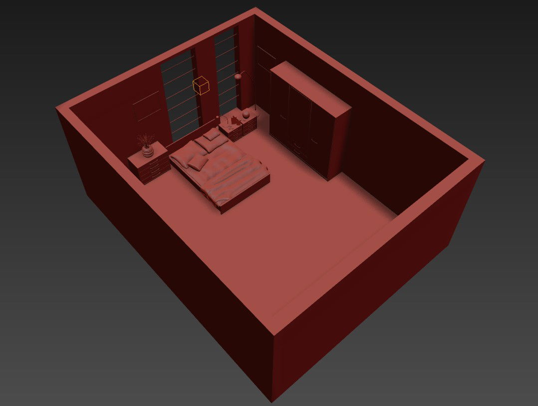 Top 3D View Of Bed Room In 3D MAX File Free