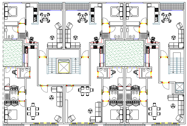 Top View of Bungalow Design and Elevation dwg file