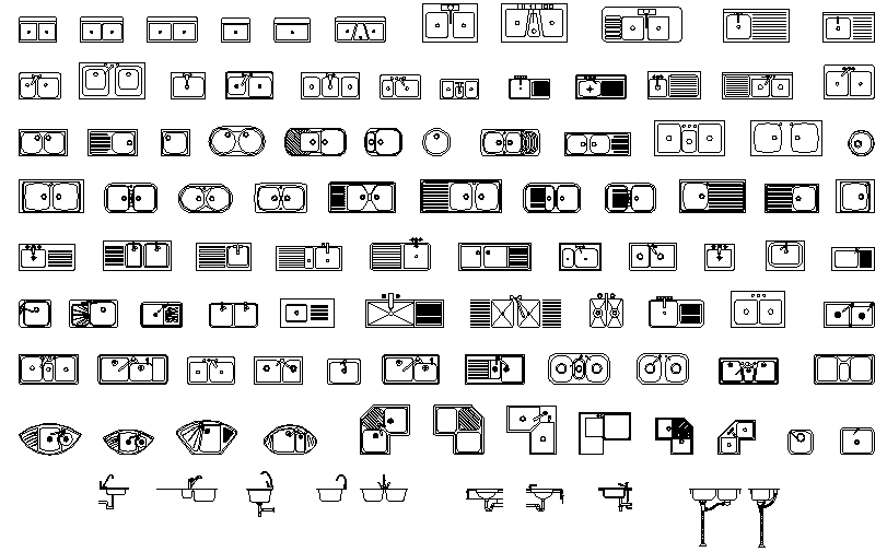 Top and side view of sink dwg