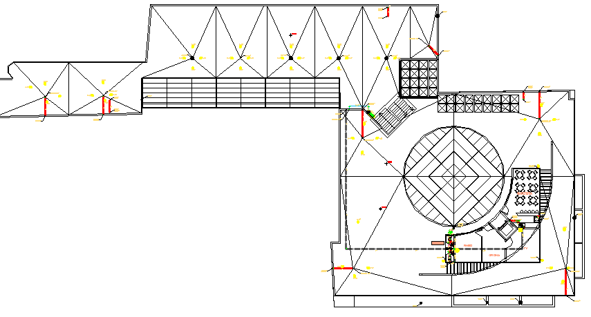 Top floor architecture layout plan of municipal office building dwg file