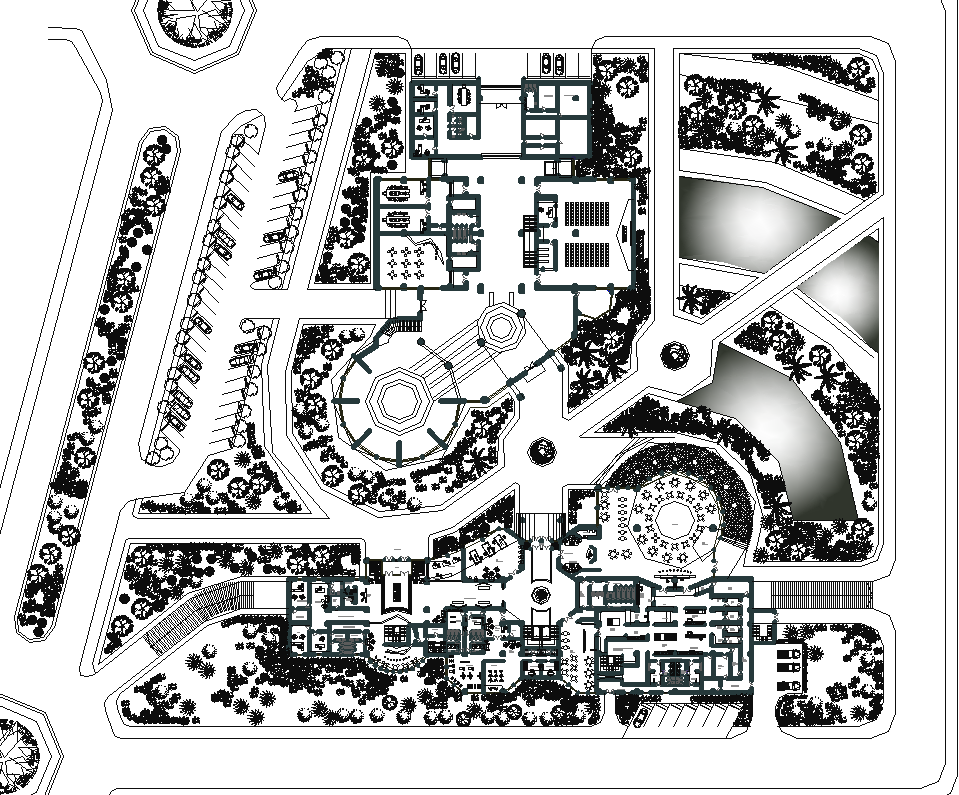 Top view of Hotel layout dwg file