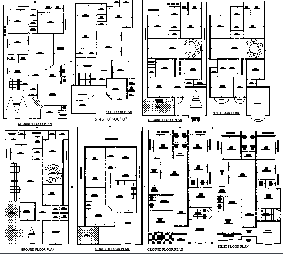 Best 4 Residential Layout Concepts for 45x80 Plot DWG File