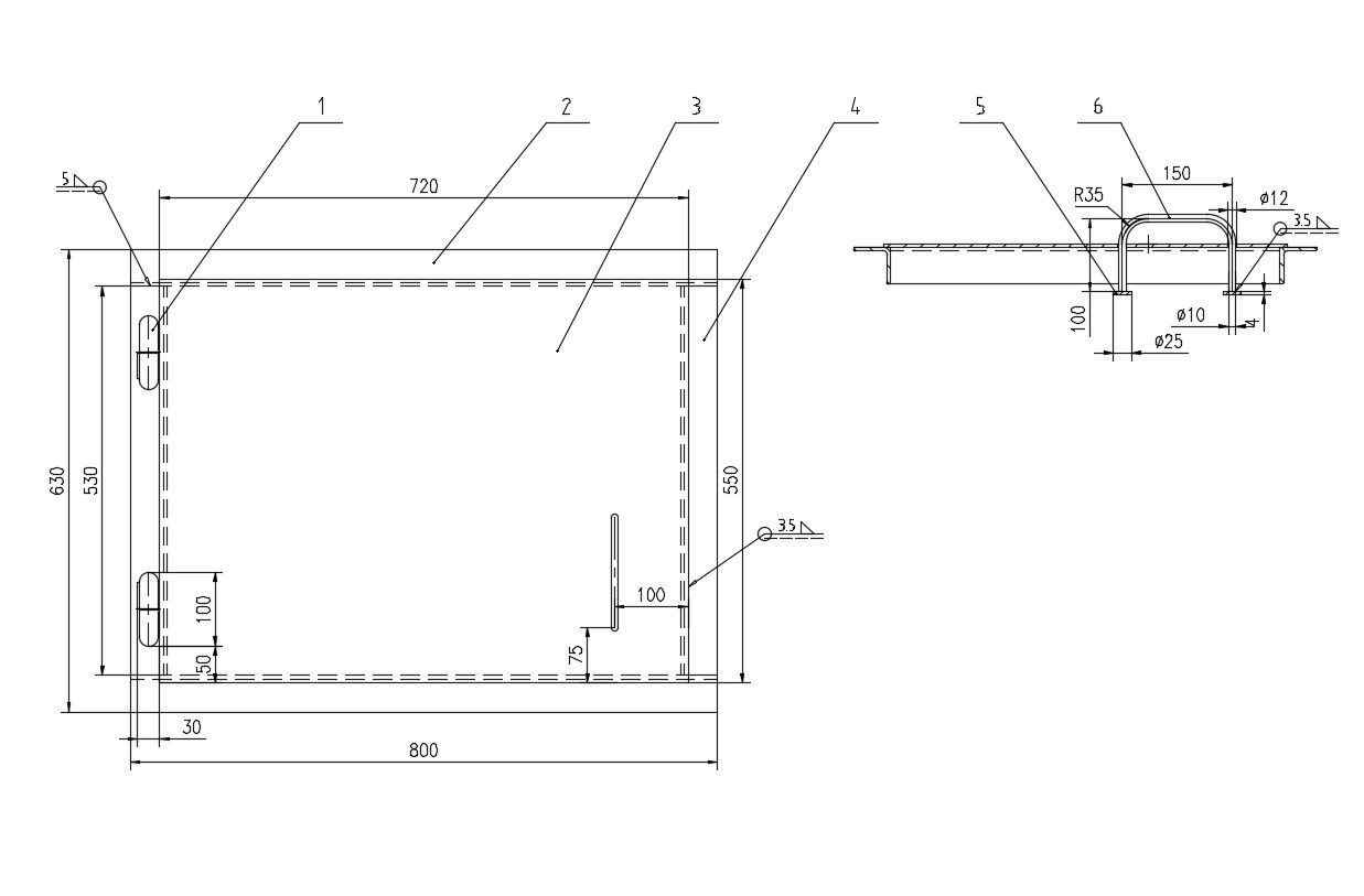 Top Floor Plan With iron Railing Design AutoCAD File