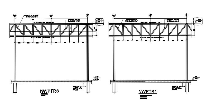 Top and Bottom cord Section details are given in this 2D AutoCAD DWG drawing.Download the AutoCAD 2D DWG file.