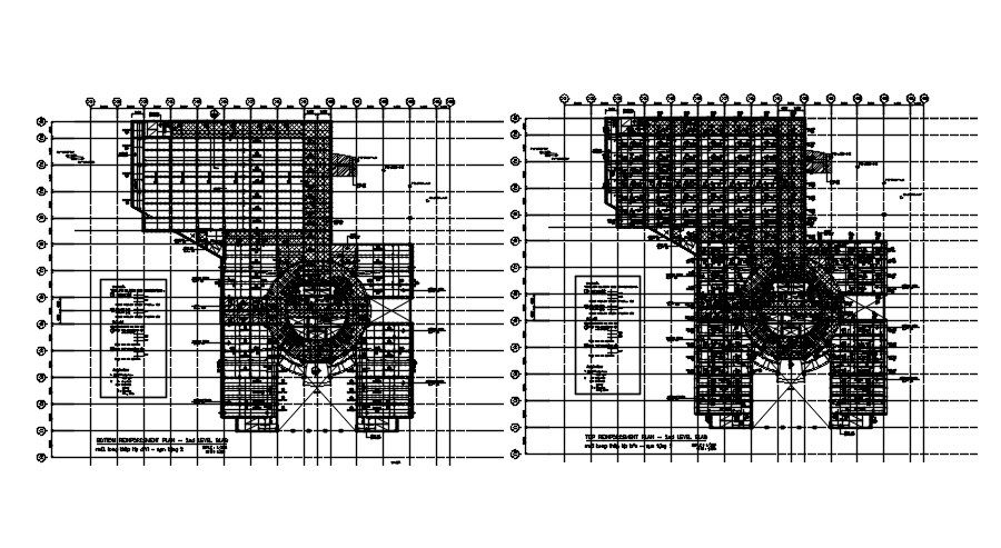 Top and bottom reinforcement plan in detail AutoCAD drawing, dwg file, CAD file