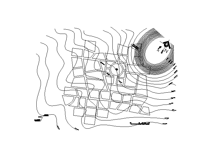 Topographic map DWG file, topo map cad block