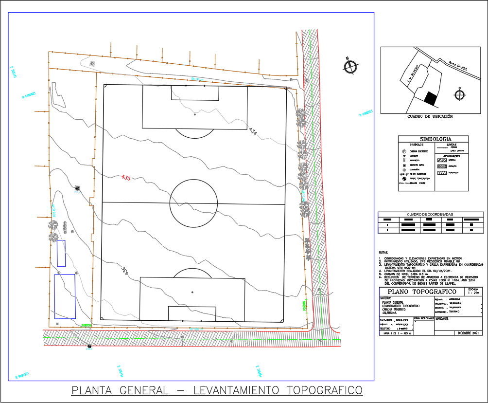 Survey Map with Contours and Topography in CAD Drawing File