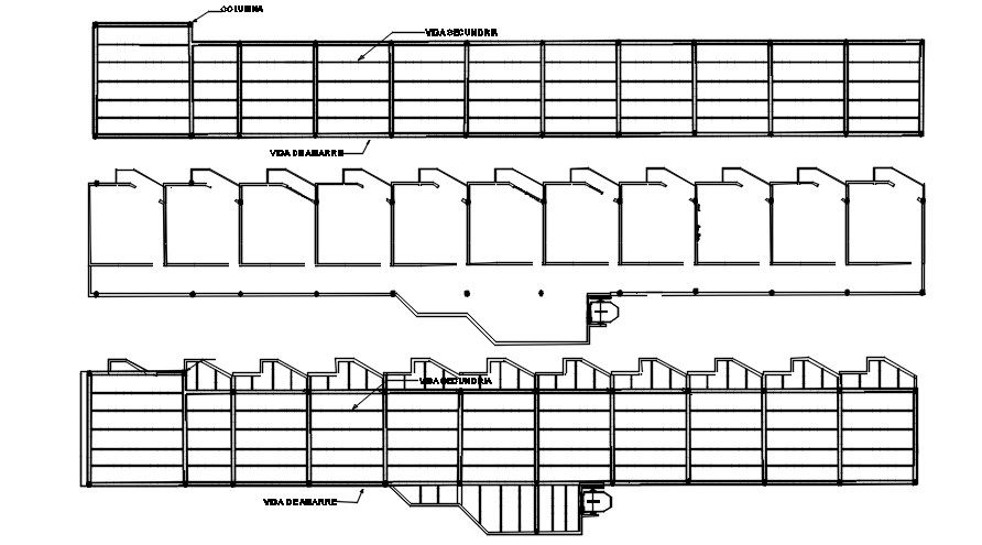 Top plan of the multipurpose building is given in this 2D Autocad file. Download the Autocad file.