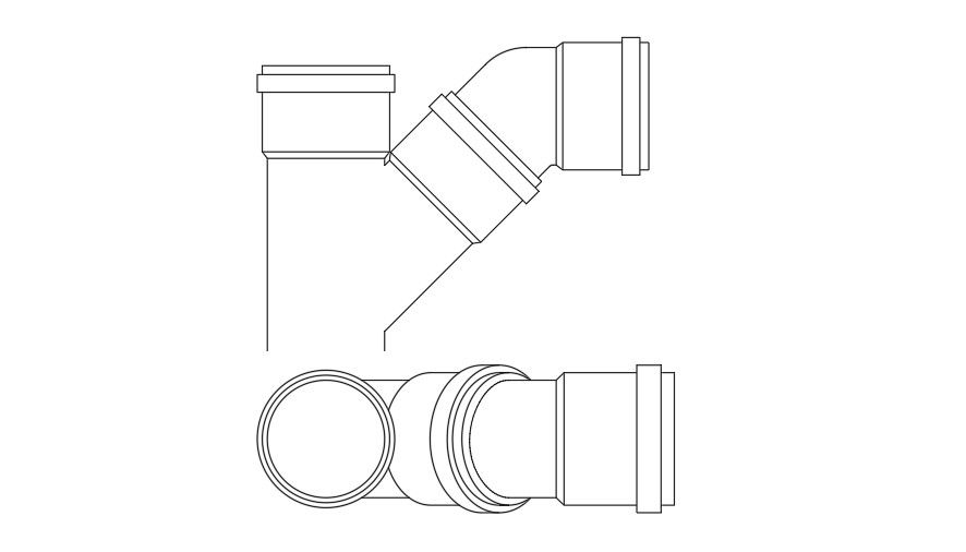 Top view and side view of pipe.