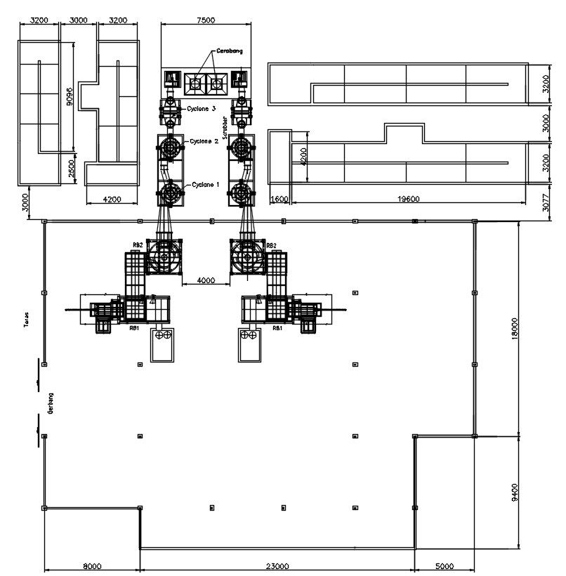 Top view layout plan of industrial plant in AutoCAD 2D drawing, CAD file, dwg file