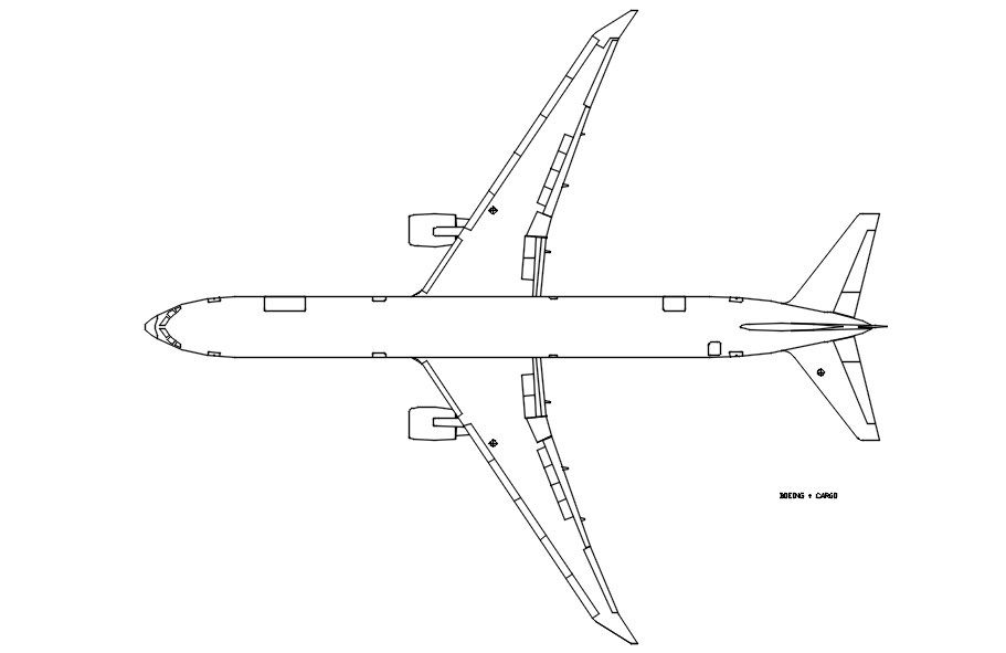 Top view of Airplane In AutoCAD, dwg file.