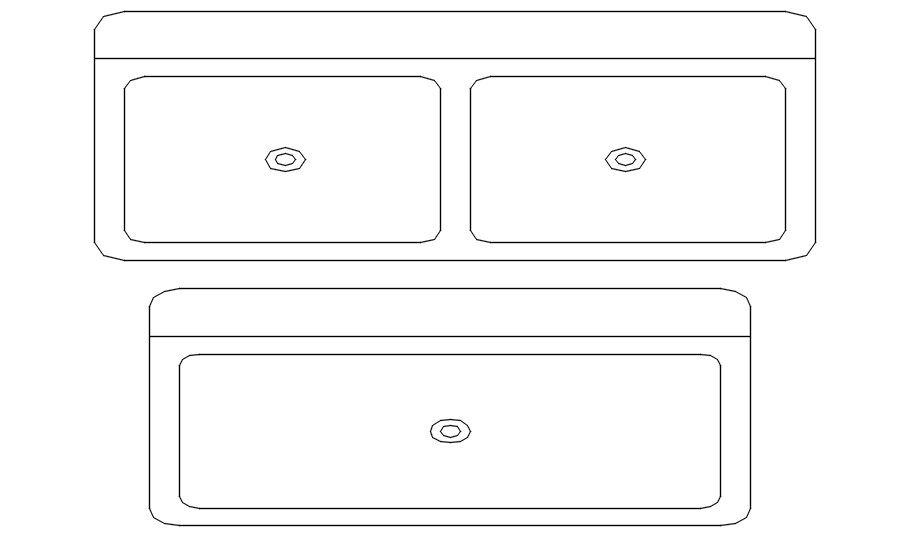 Top view of Sink in AutoCAD, dwg file.