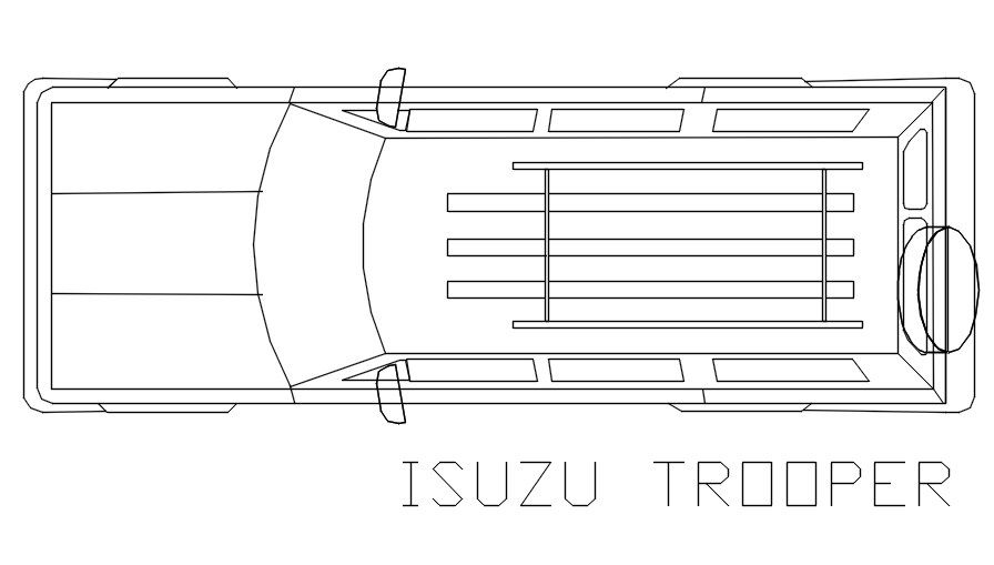 Top view of car block in AutoCAD, dwg file.
