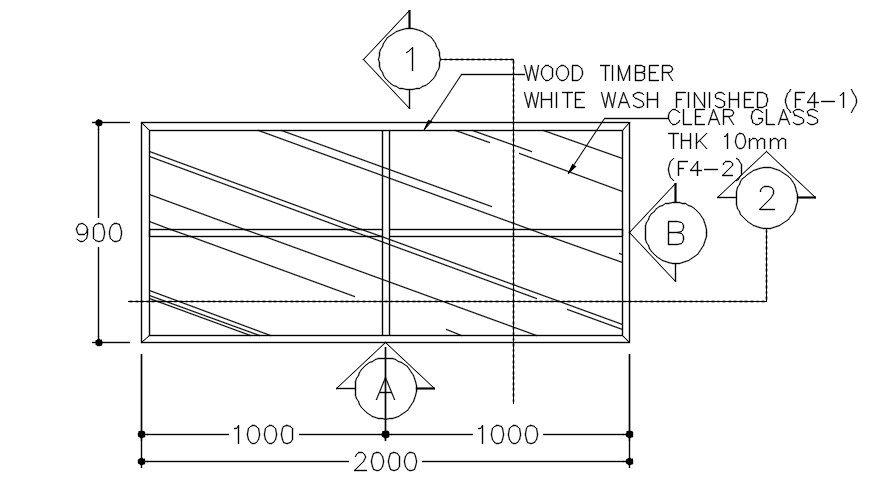 Top view of glass box in AutoCAD 2D drawing, dwg file, CAD file
