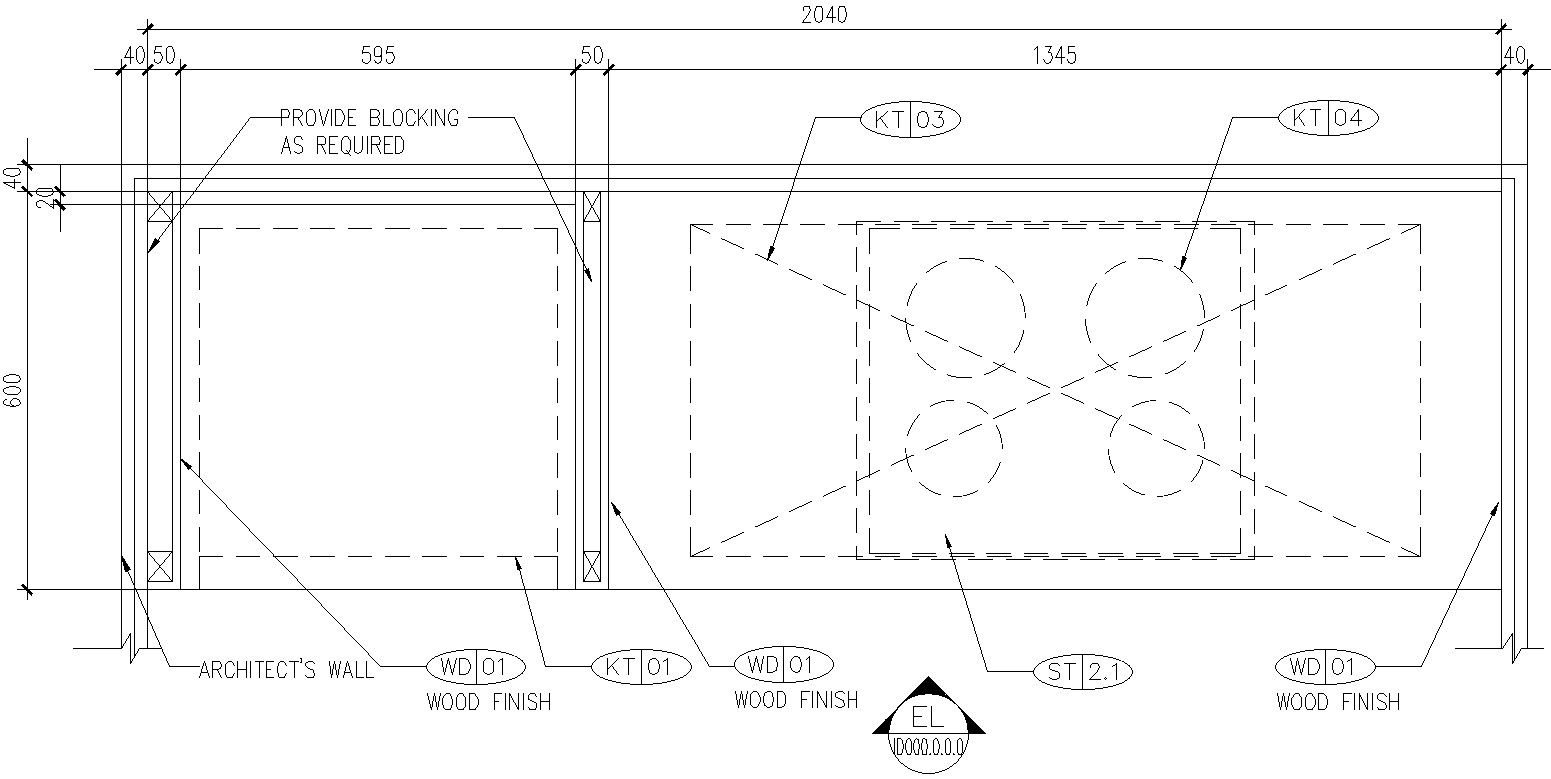 Top view of kitchen platform.