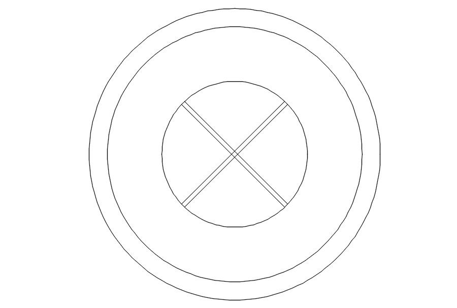 Top view of lamp in AutoCAD 2D drawing, dwg file, CAD file