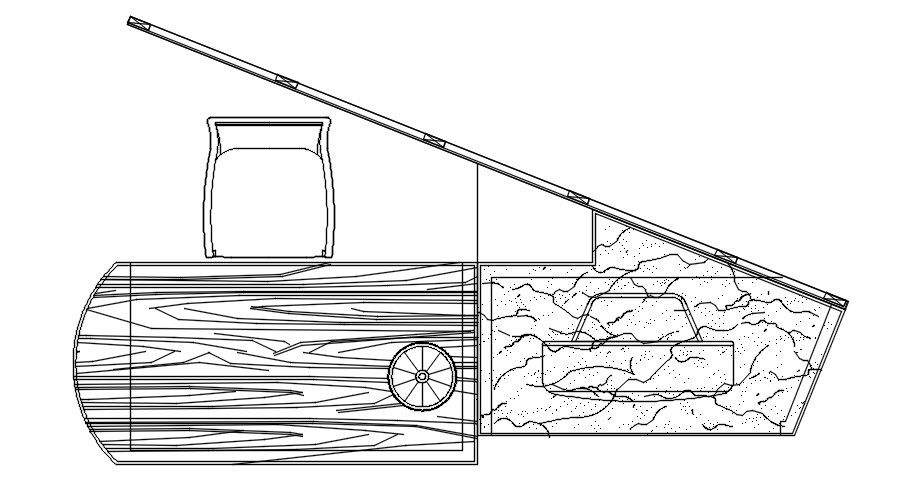 Top view of piano cad block in AutoCAD, dwg file.