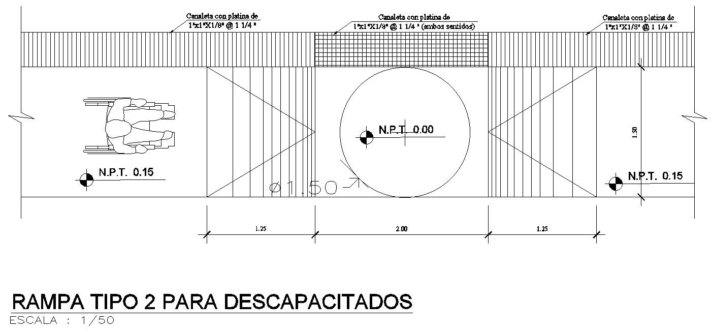 Top view of ramp with detail AutoCAD drawing, dwg file, CAD file