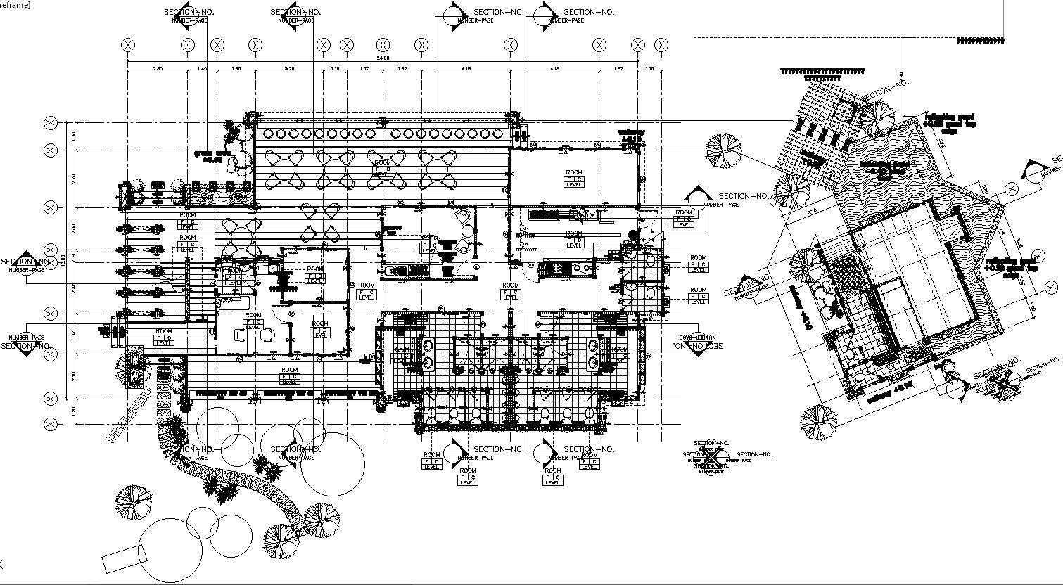 Top view of restaurant plan in detail AutoCAD drawing, CAD file, dwg file
