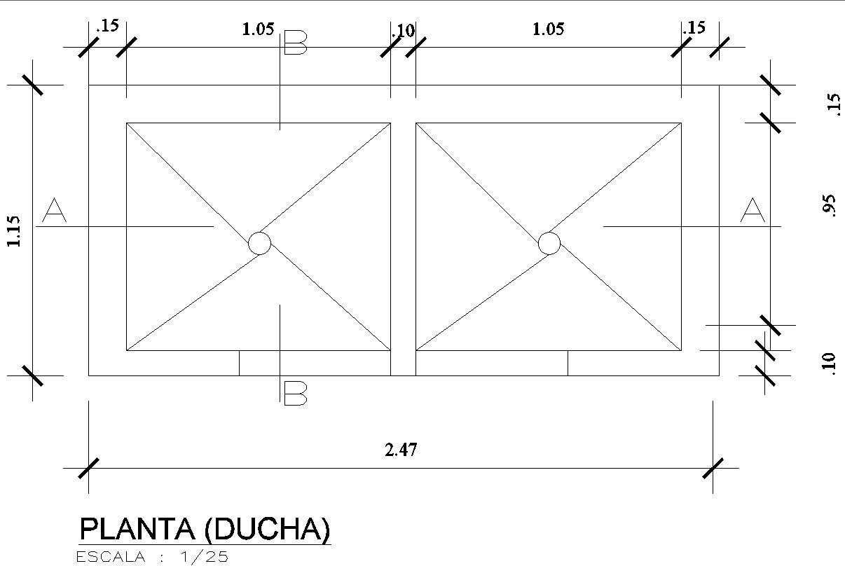 Top view of shower cabin in detail AutoCAD drawing, dwg file, CAD file
