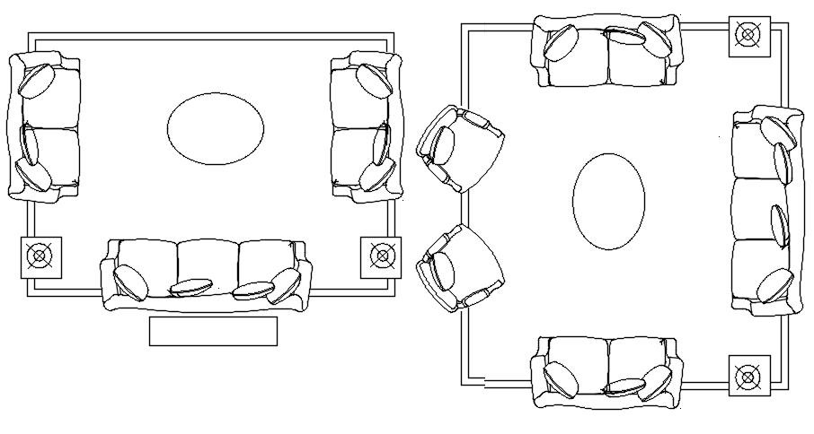 Detailed Top View Sofa Set CAD Blocks for AutoCAD DWG file