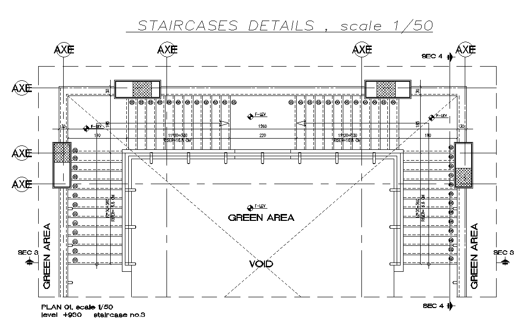 Top view of the staircase plan is given in this AutoCAD model. Download now.