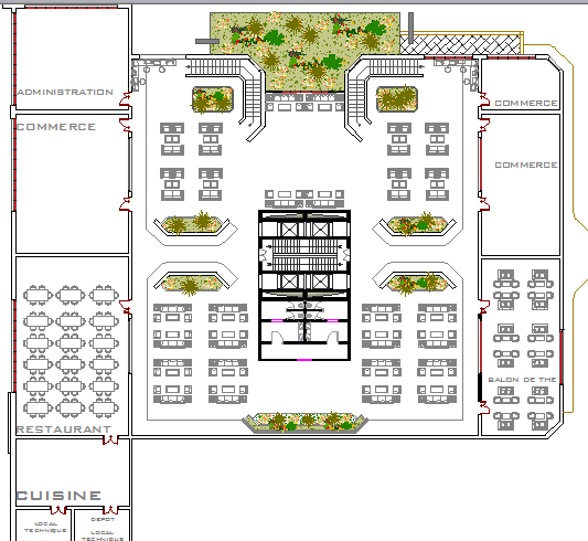 Tour-ecologic center architecture layout plan details dwg file