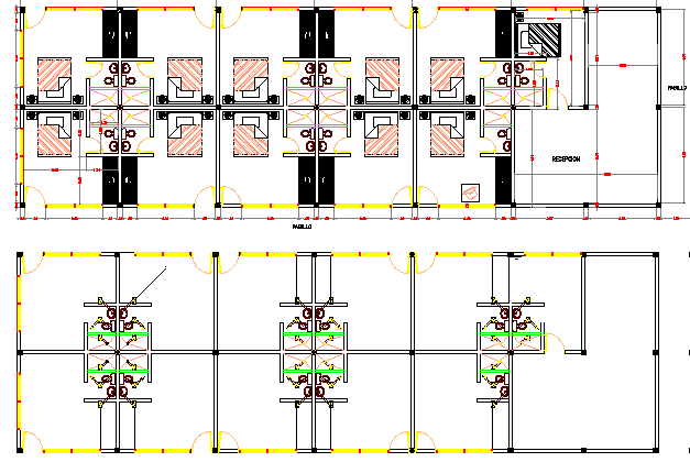 Tourist hotel with roof architecture layout details dwg file