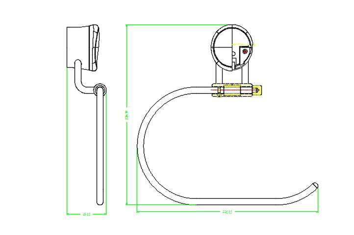Towel Handle Front And Side View CAD Drawing DWG File