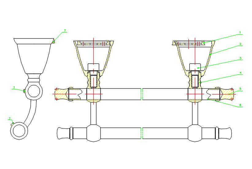 Towel Handle Plan And Elevation View Free Download DWG