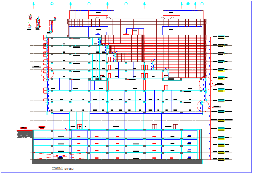 Tower detail with beam view