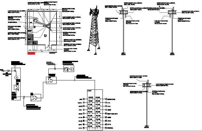 Tower installation full architecture project dwg file