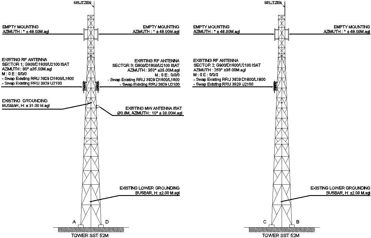 Tower SST 52M with detail AutoCAD drawing