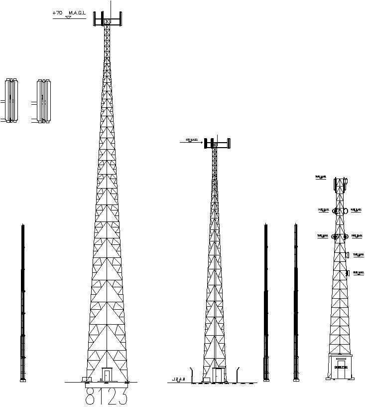 Tower design with detail AutoCAD drawing, dwg file, CAD file