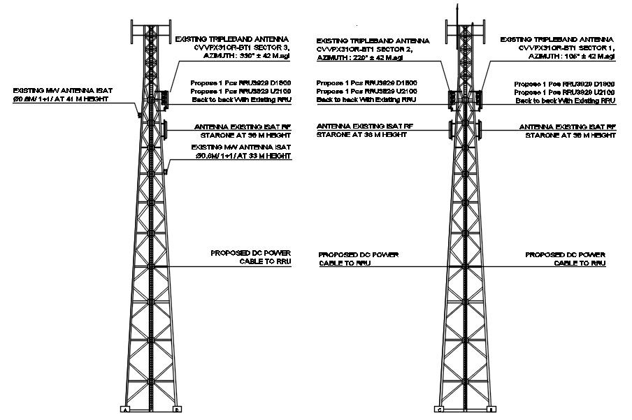 Tower leg grounding system in AutoCAD, dwg file.