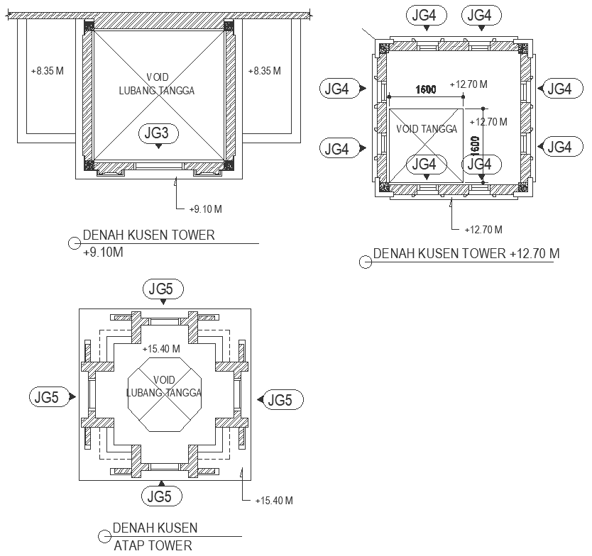 Tower roof plan and ceiling plan detail DWG AutoCAD drawing