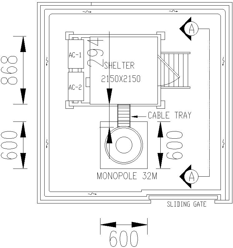 Tower shelter design in detail AutoCAD drawing, dwg file, CAD file