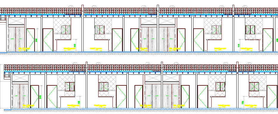 Town House Architecture Design and Main Elevation dwg file