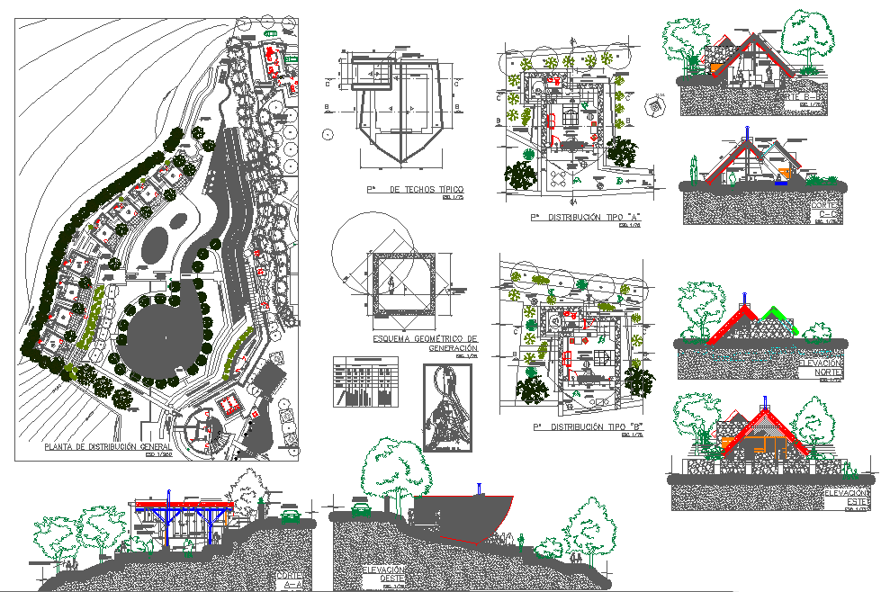 Town Plan Elevation Design dwg file