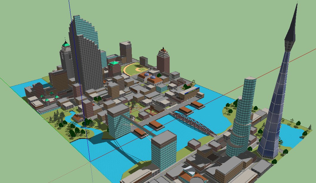 Town Planning Layouts Beside River with Buildings and Roads.