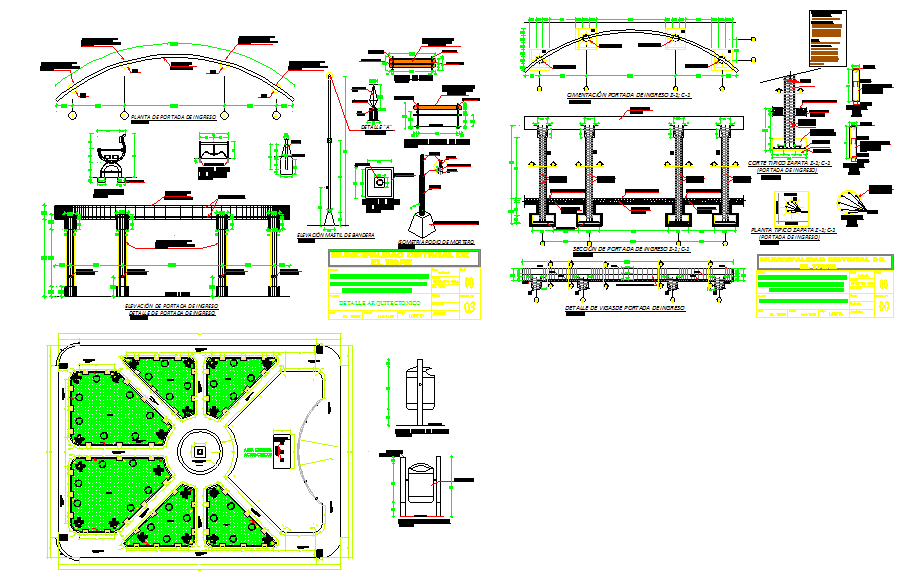 Town building plan structure and design view with dwg file