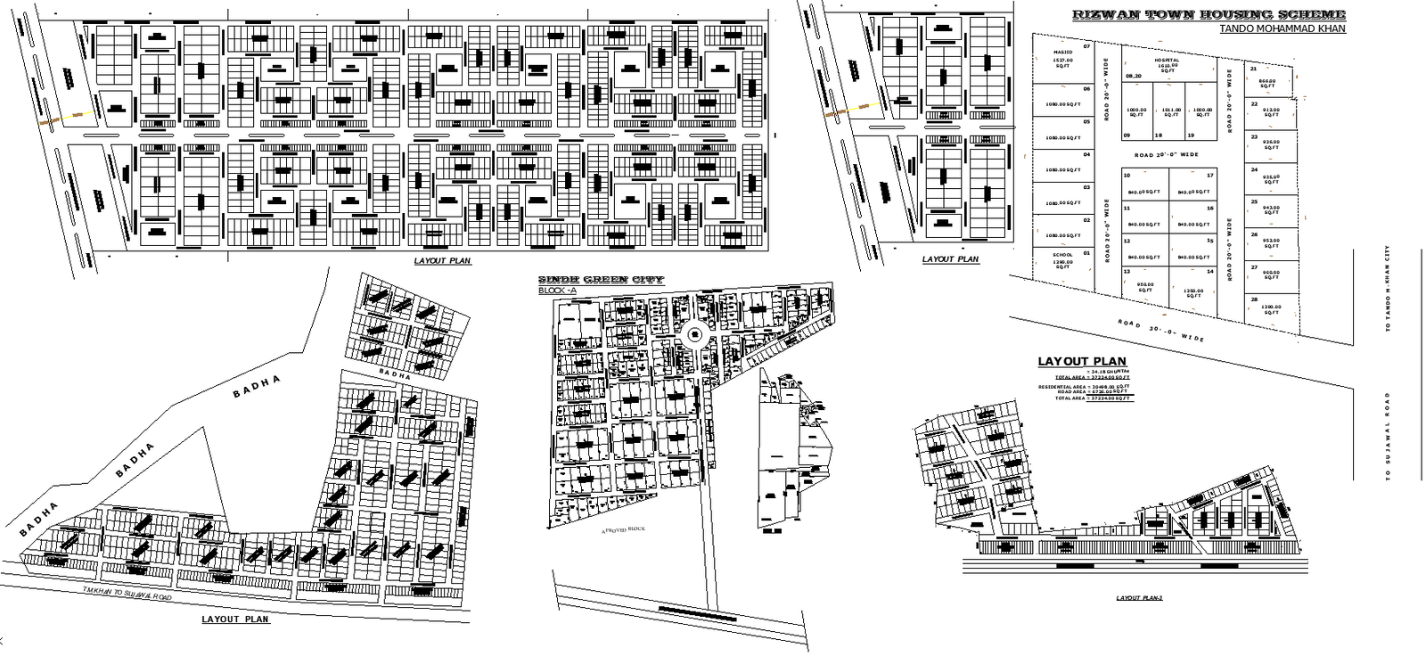 Town Housing Scheme Layout Plan – AutoCAD DWG File