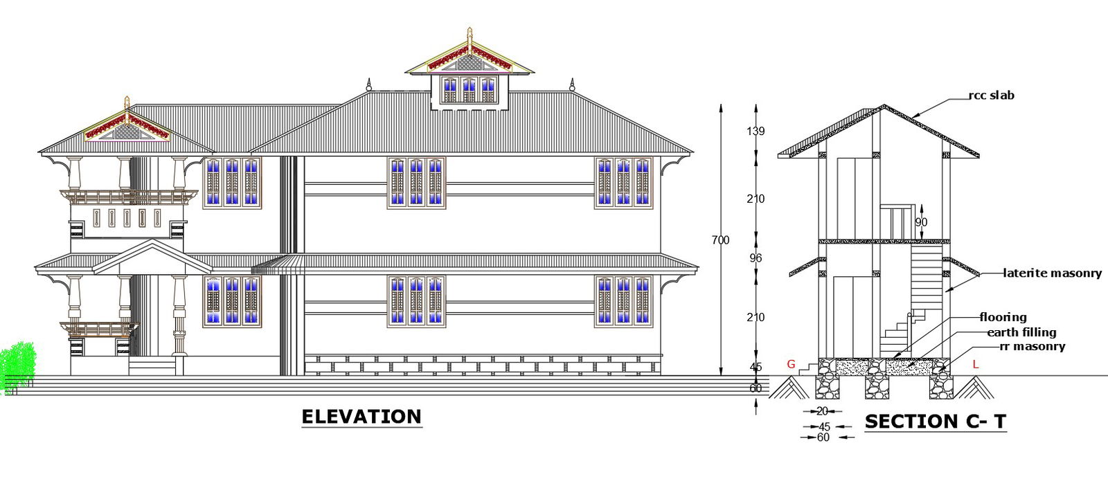 Townhouse Building Sectional Elevation CAD Drawing Download DWG File