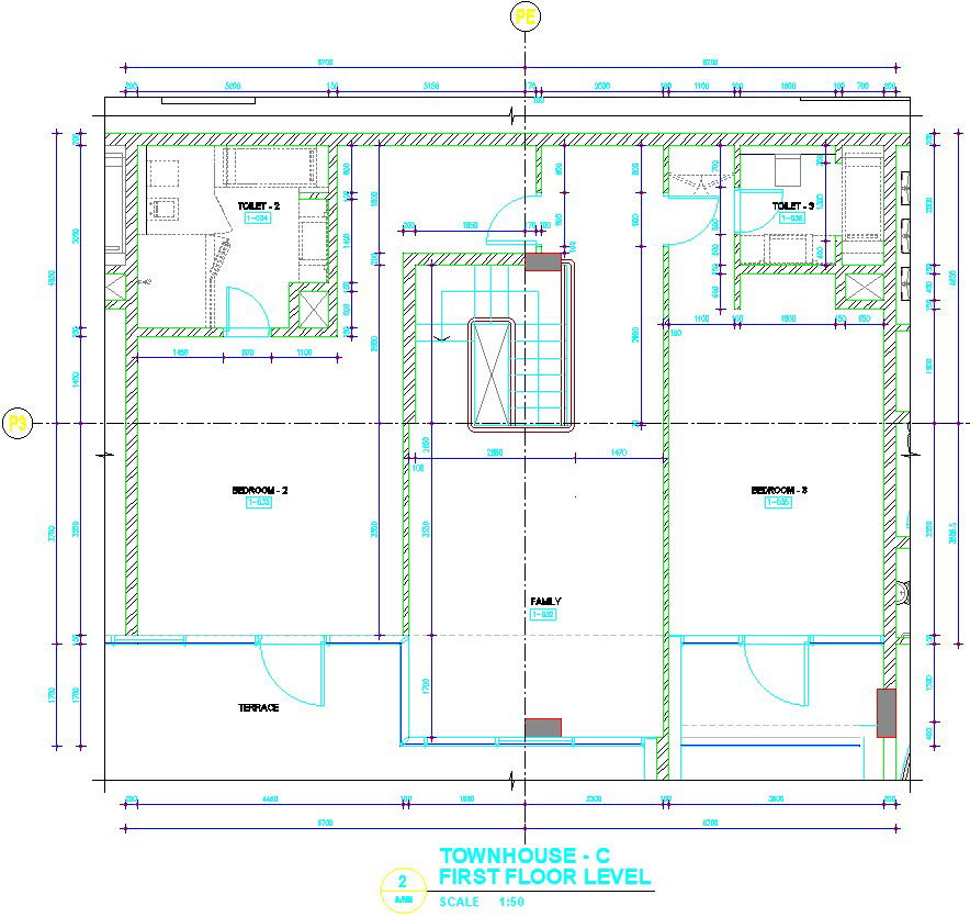 Town house- First floor plan in detail AutoCAD drawing